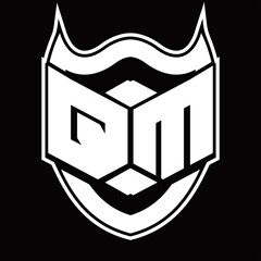 QM Logo monogram design isolated with shield shape design template