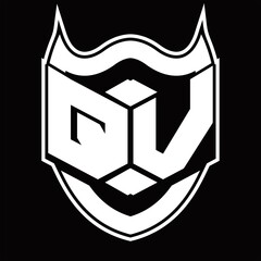 QV Logo monogram design isolated with shield shape design template