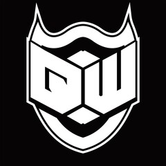 QW Logo monogram design isolated with shield shape design template