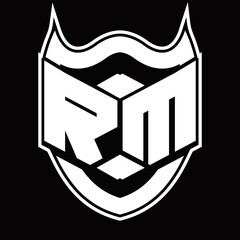RM Logo monogram design isolated with shield shape design template