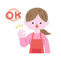 OKサインを出す主婦