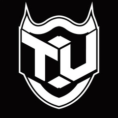 TU Logo monogram design isolated with shield shape design template
