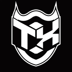 TX Logo monogram design isolated with shield shape design template