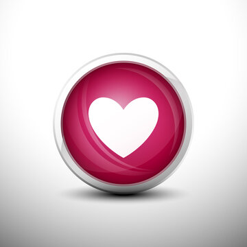 Heart in 3D Shiny Pink Keys for web Icons, Education Icons and Punctuation Icons. Vector Illustration