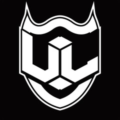 UL Logo monogram design isolated with shield shape design template