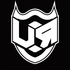 UR Logo monogram design isolated with shield shape design template