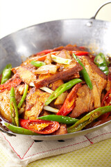 Delicious Chinese dish, dried tofu in dry pot