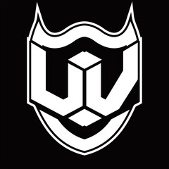 UV Logo monogram design isolated with shield shape design template