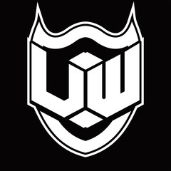 UW Logo monogram design isolated with shield shape design template