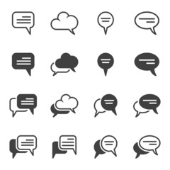 Chat and speech bubble icons set. Isolated vector on pure white background.