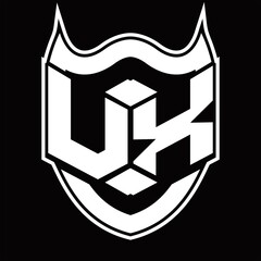 UX Logo monogram design isolated with shield shape design template