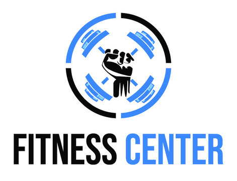 Fitness gym logo design template with dumbbells. Logo for fitness center isolated on white background