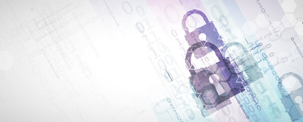 internet digital security technology concept for business background. Lock on circuit board