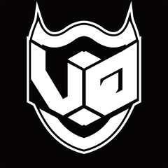 VQ Logo monogram design isolated with shield shape design template