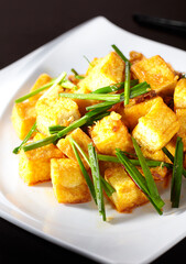 Delicious Chinese dish, tofu with chives