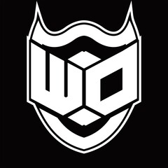 WD Logo monogram design isolated with shield shape design template