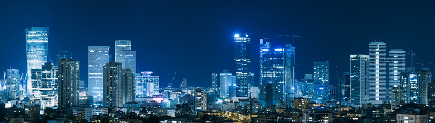 Tel Aviv Skyline At Night,  Tel Aviv Cityscape,  Israel