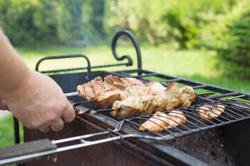 barbecue in the garden in summer