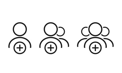 Add user icon. New profile account. Add new friend.  Create group team symbol. Illustration vector