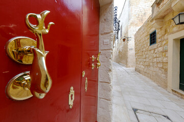 A nicely restored old wooden door in Imdina, Malta.