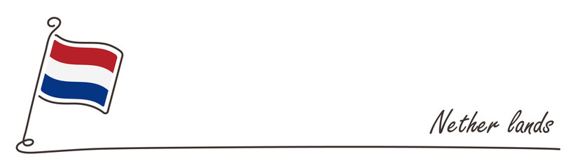 netherlands national flag and copy space, handwritten style	