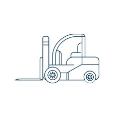 Forklift outline vector illustration. Industrial lifting machine contour design element. 