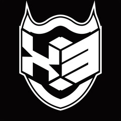 XE Logo monogram design isolated with shield shape design template