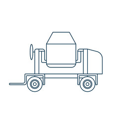 Cement Mixer outline vector illustration. Industrial concrete blending machine contour design element. 