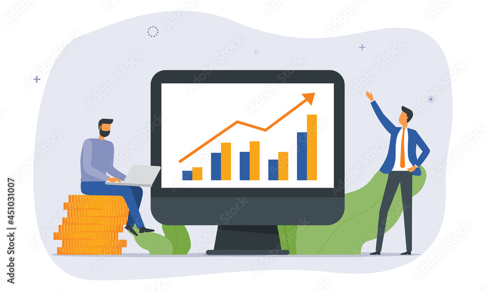 Poster People business team working. Finance investment planning for business profits.  analytics and monitoring graph report on monitor dashboard