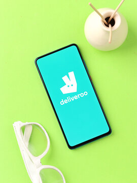 Assam, India - May 18, 2021 : Deliveroo Logo On Phone Screen Stock Image.