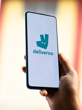 Assam, India - May 18, 2021 : Deliveroo Logo On Phone Screen Stock Image.