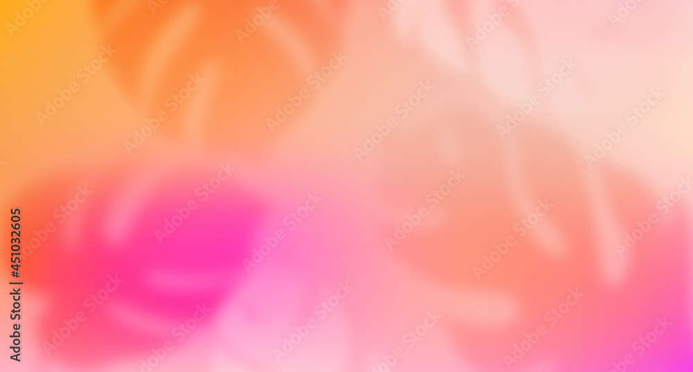 Poster colorful tropical gradient background. abstract vector with tropical elements overlay. blurred monst