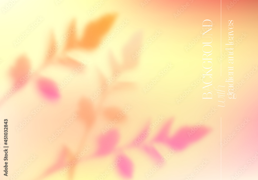 Poster Colorful Vector Shadow of Tree Leaves on Background with Gradient. Decorative Design Element for Posters and Mockups. Creative Overlay Effect