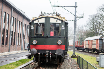 Obraz premium Train in the Dutch Railway Museum, Utrecht, the Netherlands