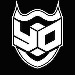 YD Logo monogram design isolated with shield shape design template