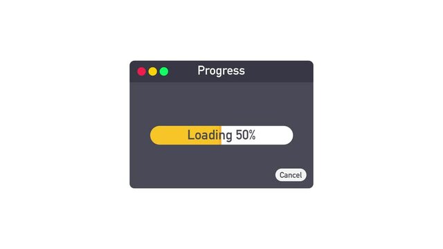 Progress bar of file copying template. Motion graphics.