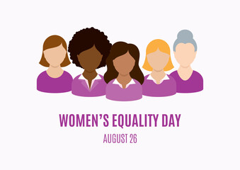 Women’s Equality Day vector. Group of multi-ethnic women vector. Multicultural women faces icon set vector. Women avatar head icons