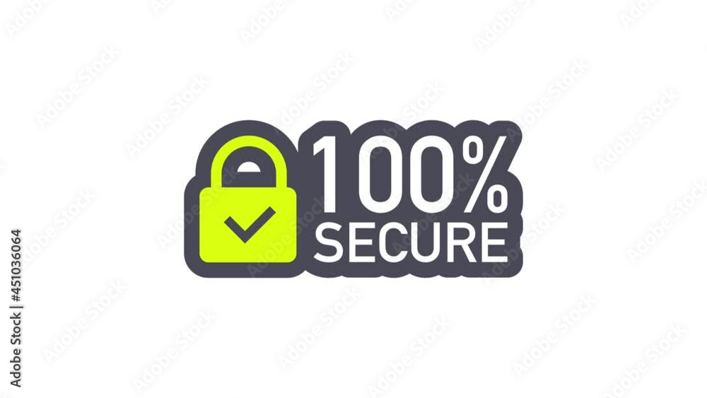 Poster 100 secure grunge icon. badge or button for commerce website. motion graphics.