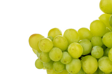 One ripe bunch of seedless grapes, close-up, isolated on white.