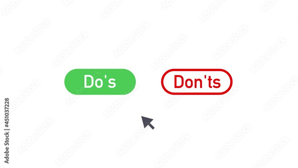 Poster do's and don'ts button. flat simple thumb up symbol minimal round logotype element set. motion graph