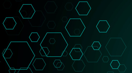 Turquoise geometric structure background. Hexagons texture