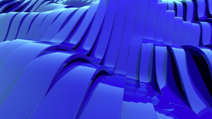 Fototapeta premium Modelo abstracto 3d de ondas con degradado. Render tridimensional de montanas. Render realista, geometría.