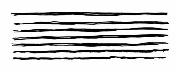 Vector Abstract Stripe Brush Stroke Hand Drawn Texture in Black Color Sketch Simple Pattern isolated on White Background Line Shape