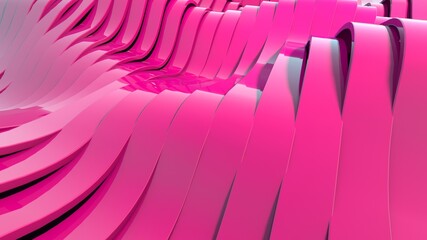 Modelo abstracto 3d de ondas con degradado. Render tridimensional de montanas. Render realista, geometría.