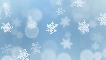 Abstract christmas background with snowflake and light bokeh on blue background , wallpaper illustration