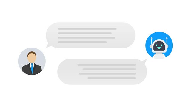 flat modern style cartoon character illustration icon design. Chat bot robot concept. Motion graphics.