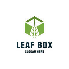 Leaf box logo template on modern style 