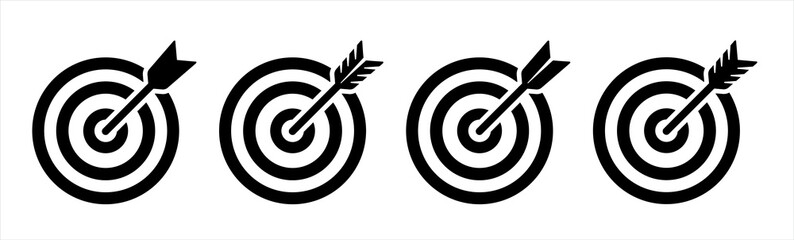 Focus target icons set. Target goal icon. Target icon. Target focus arrow marketing aim.