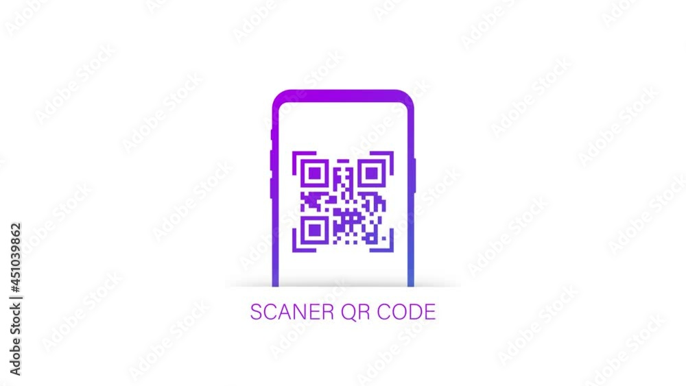 Poster scan qr code to mobile phone. electronic, digital technology, barcode. motion graphics.