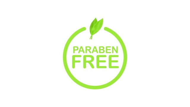 Green label paraben free. Symbol, sign. Organic, bio, eco symbol. Natural product. Motion graphics.